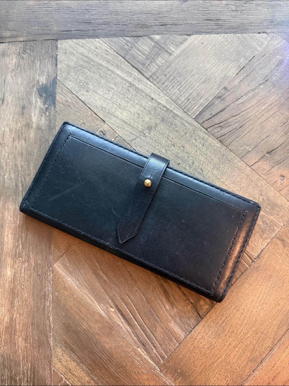 Madewell The Leather Post Wallet in True Black
